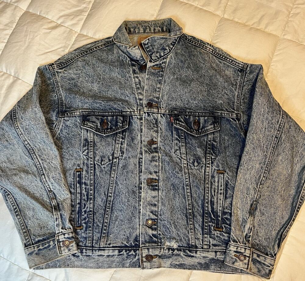 Levi's Vintage 80s Acid Wash Denim Jean Trucker Jacket Large 70507 0219 Nice